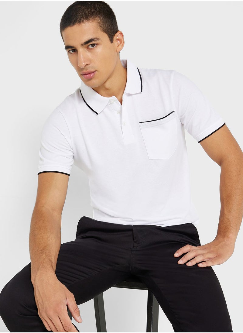 Robert Wood Pocket Detail Polo Shirt  - Image 1