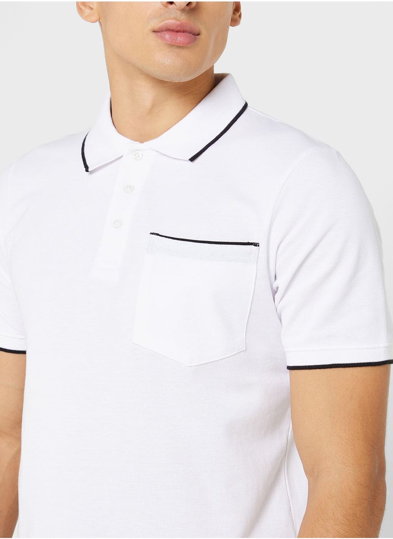 Robert Wood Pocket Detail Polo Shirt  - Image 3