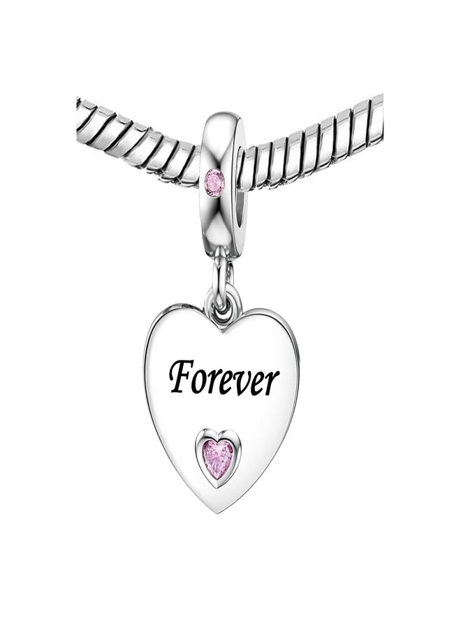 KunBead 3 pcs Best Friends Forever Friendship Pink Dangle Heart I Love You Birthday Charms Compatible with Pandora Charm Bracelet for Women - Image 5