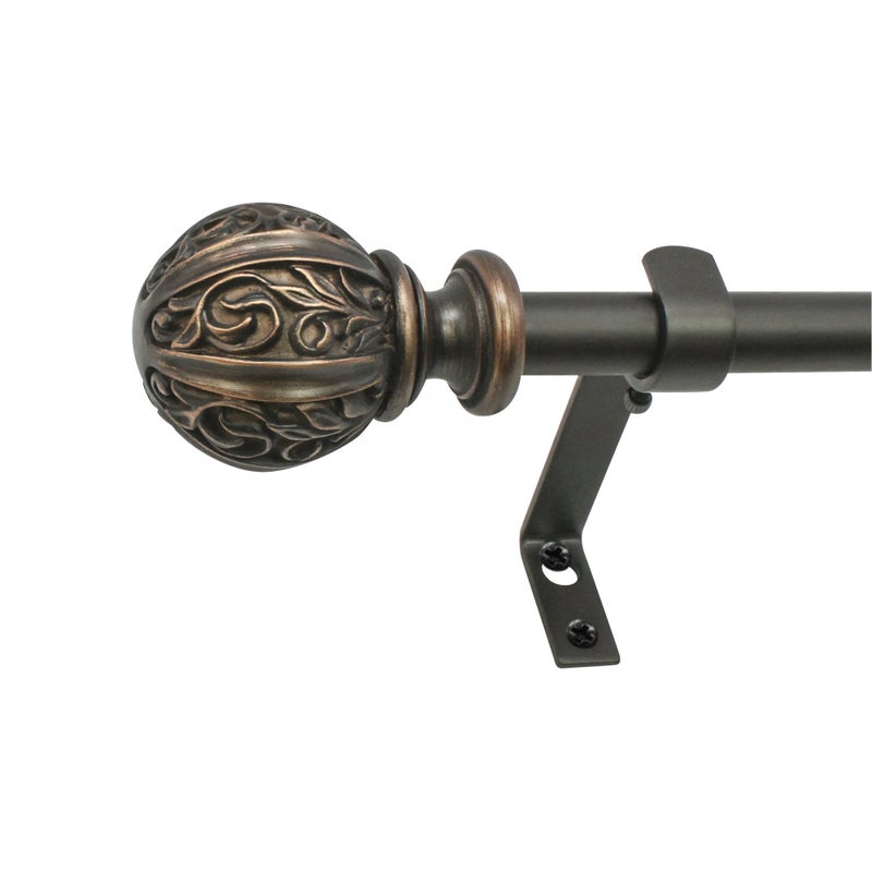 Decopolitan 58 Leaf Ball Curtain Rod Set 26 to 48 Inches Vintage Bronze