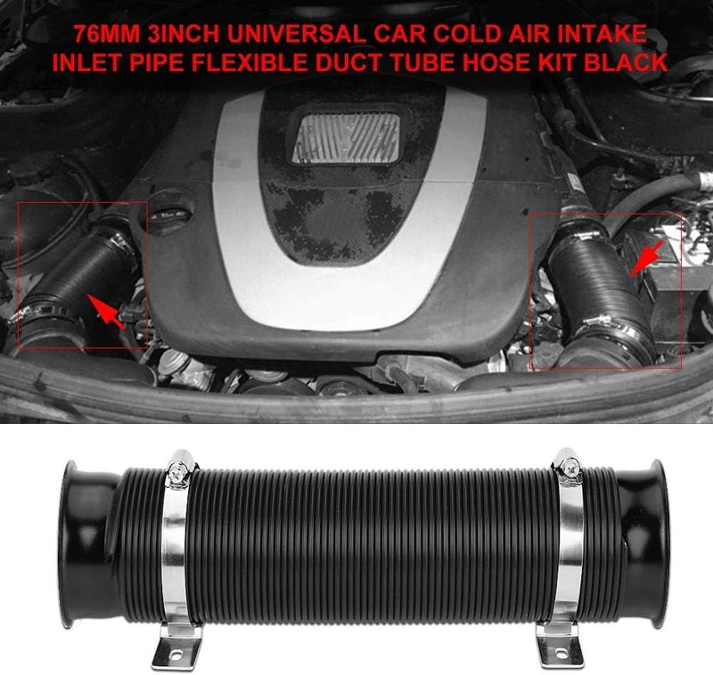 AUTO MT Intake Pipe Flexible Car Turbo Multi Flexible Cold Air Intake Pipe Tube Duct KIT Intake Inlet Hose Kit Universal Kit (BLACK-FLEXIBLE INTAKE PIPE) - Image 4
