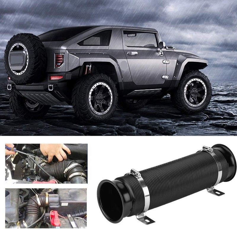 AUTO MT Intake Pipe Flexible Car Turbo Multi Flexible Cold Air Intake Pipe Tube Duct KIT Intake Inlet Hose Kit Universal Kit (BLACK-FLEXIBLE INTAKE PIPE) - Image 5