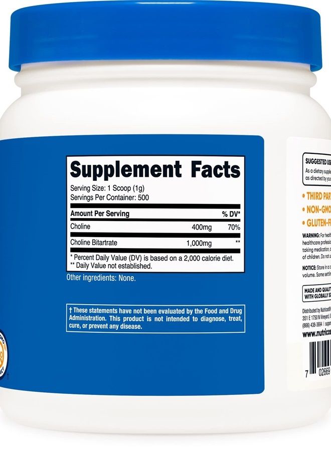 Nutricost Pure Choline Bitartrate Powder 500 Grams - Image 4