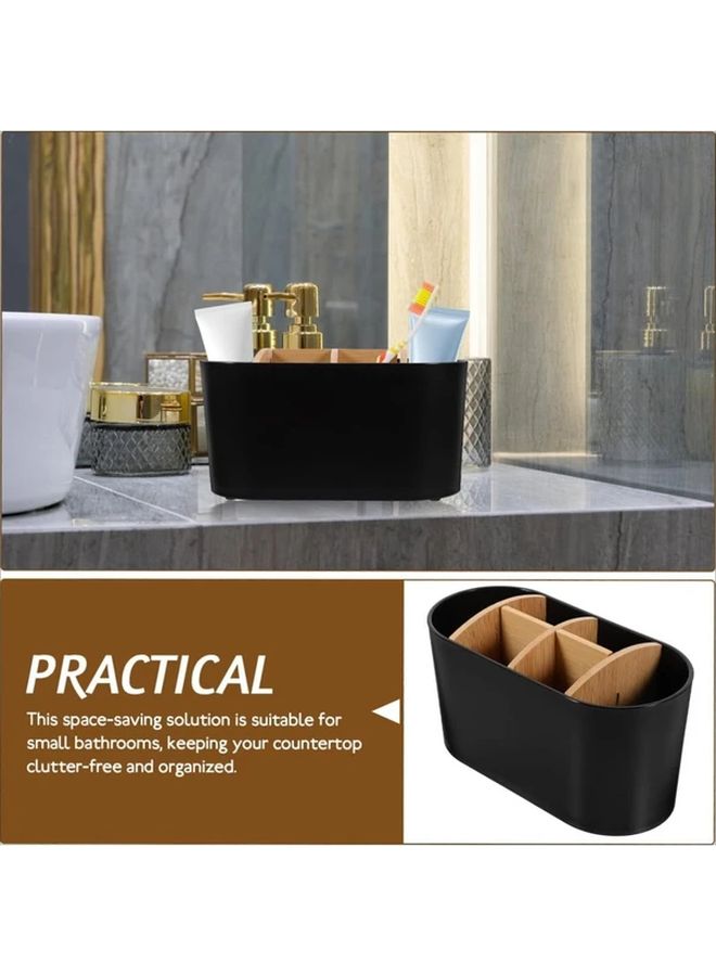 3 Slots Bathroom Organizer Toothbrush And Toothpaste Holder Set Black - Image 4