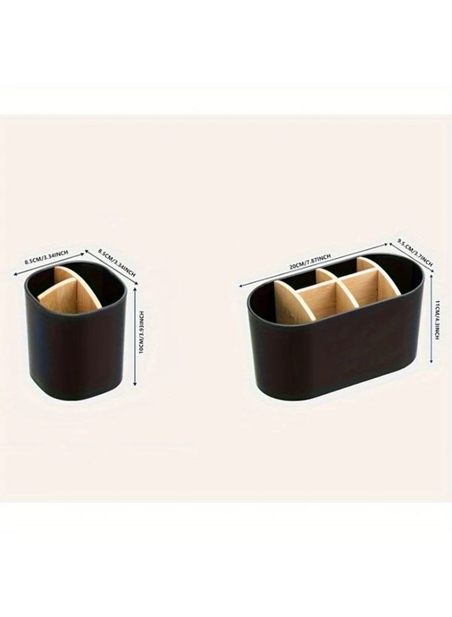 3 Slots Bathroom Organizer Toothbrush And Toothpaste Holder Set Black - Image 2