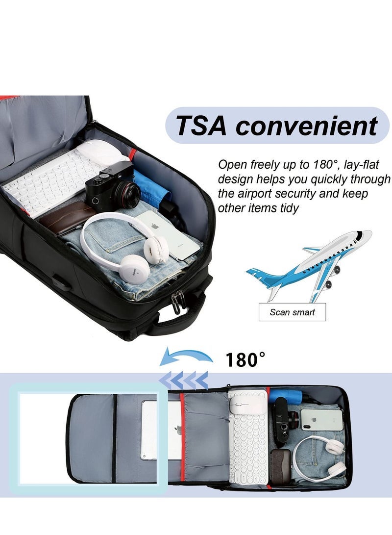 Captaintech Men's Waterproof Laptop Backpack Durable Laptop Bag with USB Charging Port Anti-theft Travel Backpack Black Casual Computer Backpack - Image 4