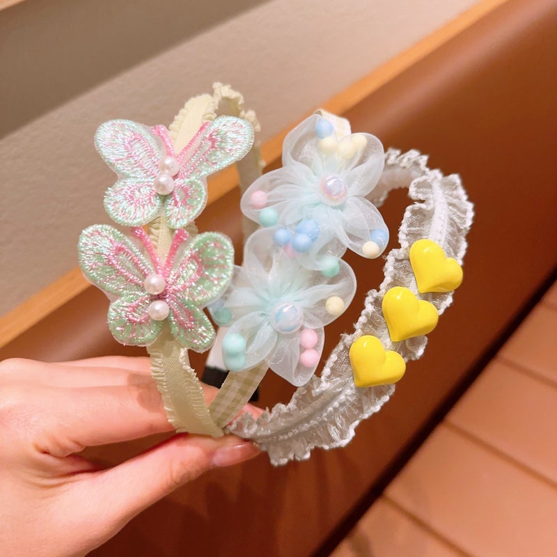Generic Cute Girls Super Fairy Bow Hair Hoop Babys Hair Non-Slip Headband Childrens Love Hair Clip Headdress 2#l green headband 3-piece set