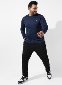 Instafab Plus Men's Solid Navy Blue Regular Fit Activewear T-Shirt  - Image 5