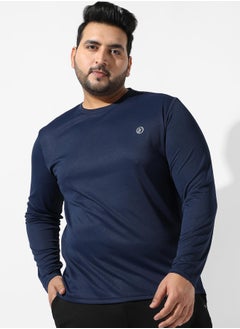 Instafab Plus Men's Solid Navy Blue Regular Fit Activewear T-Shirt  - Image 2