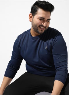 Instafab Plus Men's Solid Navy Blue Regular Fit Activewear T-Shirt  - Image 1