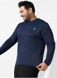 Instafab Plus Men's Solid Navy Blue Regular Fit Activewear T-Shirt  - Image 3