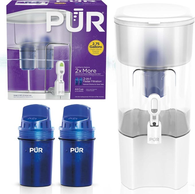 XL 44CUP WATER FILTER DISPENSER WITH 2 GENUINE FILTERS LARGEST AVAILABLE 44CUP CAPACITY 2IN1 POWERFUL FASTER FILTRATION DISHWASHER SAFE PDI4000Z