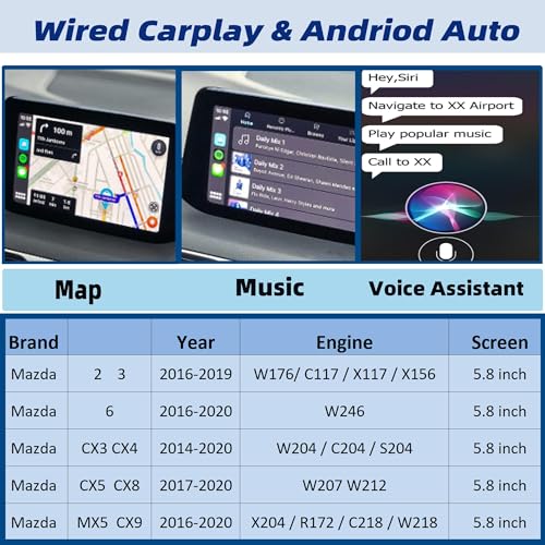 Dasbecan TK78669U0C Mazda Apple Carplay Android Auto Retrofit Kit Compatible with Mazda 2 3 6 CX3 CX5 CX9 MX5 Miata 20142020 Adapter Interface Port MZD Connect System 00008FZ34 2024 New Upgraded - Image 3