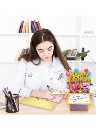 3D Happy Birthday Card, Paper Pop Up Birthday Cards Greeting Cards with Blank Card and Envelope, Unique Birthday Gift for Women Men Kids Husband Wife Mom Dad Daughter - view 4