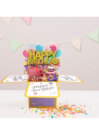 3D Happy Birthday Card, Paper Pop Up Birthday Cards Greeting Cards with Blank Card and Envelope, Unique Birthday Gift for Women Men Kids Husband Wife Mom Dad Daughter - view 5