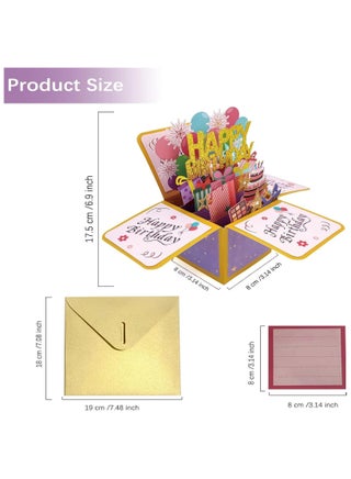 3D Happy Birthday Card, Paper Pop Up Birthday Cards Greeting Cards with Blank Card and Envelope, Unique Birthday Gift for Women Men Kids Husband Wife Mom Dad Daughter - view 2