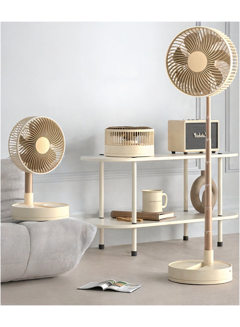 8-inch Foldable Oscillating Fan - 3-Height Portable USB Desk & Floor Fan, Battery for Home/Office/Outdoor, Desert Heat Resistant  - Image 1