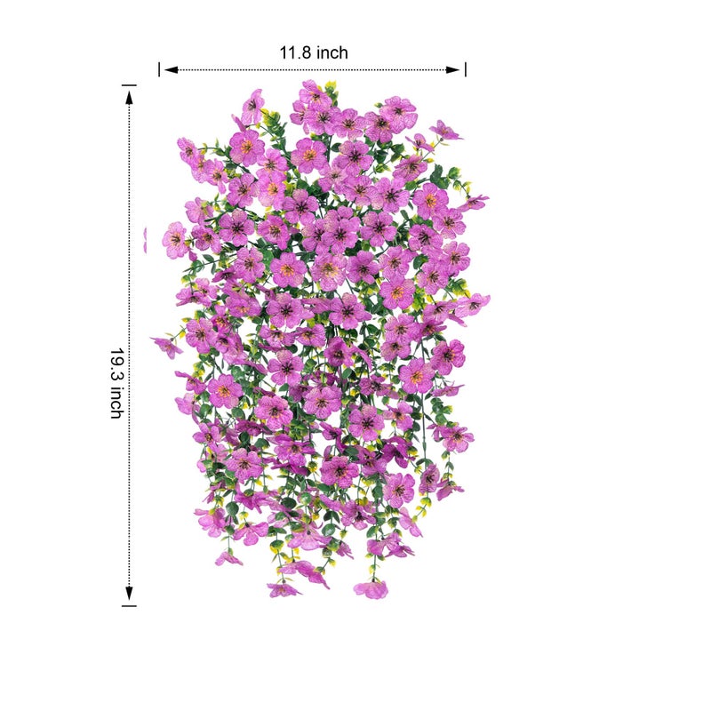 HyeFlora Artificial Flowers for Outdoors Garland Decoration, 2Pcs Purple Fake Hanging Flowers, UV & Fading Resistant, Faux Decor for Home Porch Patio Balcony Planter Yard - Image 3