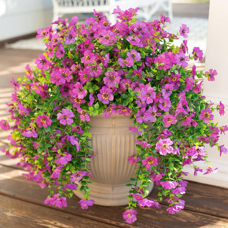 HyeFlora Artificial Flowers for Outdoors Garland Decoration, 2Pcs Purple Fake Hanging Flowers, UV & Fading Resistant, Faux Decor for Home Porch Patio Balcony Planter Yard - Image 1