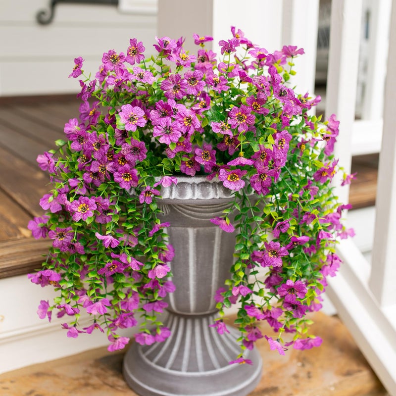 HyeFlora Artificial Flowers for Outdoors Garland Decoration, 2Pcs Purple Fake Hanging Flowers, UV & Fading Resistant, Faux Decor for Home Porch Patio Balcony Planter Yard - Image 5