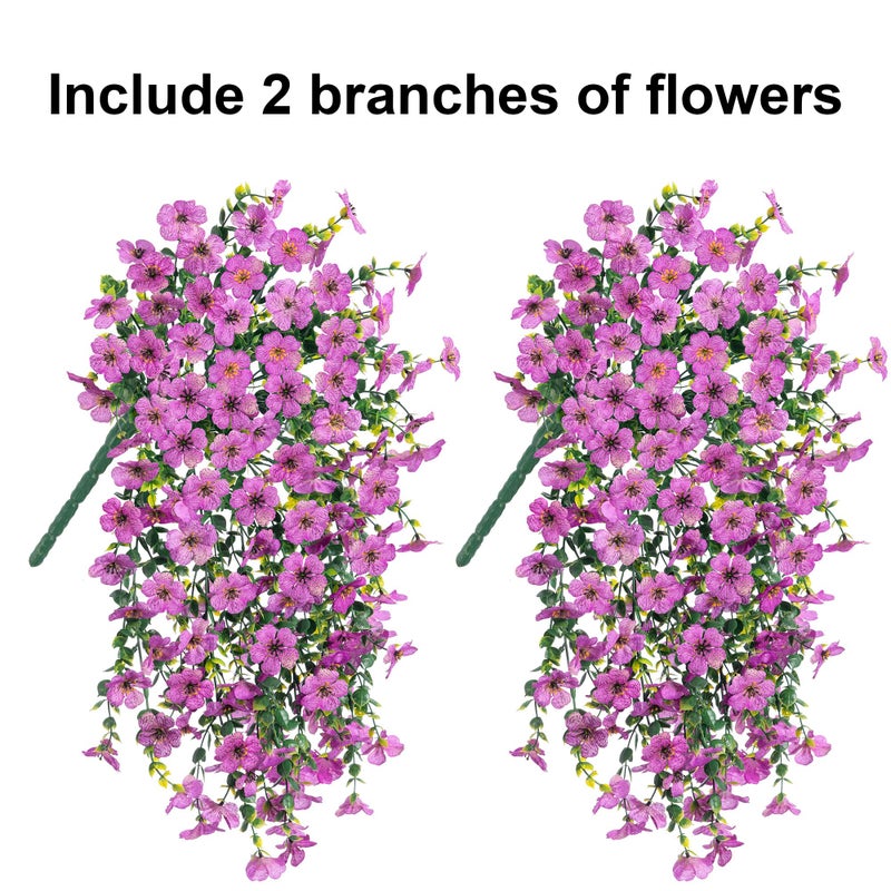 HyeFlora Artificial Flowers for Outdoors Garland Decoration, 2Pcs Purple Fake Hanging Flowers, UV & Fading Resistant, Faux Decor for Home Porch Patio Balcony Planter Yard - Image 2