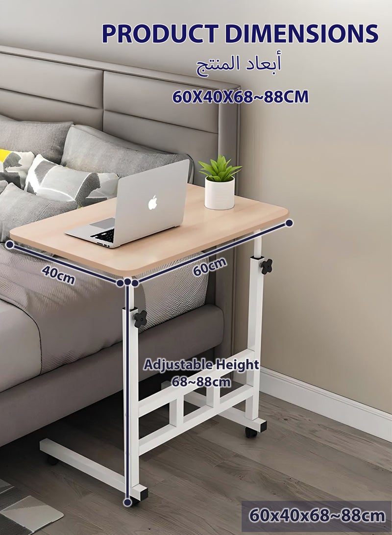 Toshionics Upgraded Metal Base Adjustable Height Multipurpose Laptop Table with Wheels Mobile Computer Desk for Work from Home Study Gaming Portable Overbed Table Sofa Table Bedside Desk Rolling Workstation for Home and Office Use - Image 3