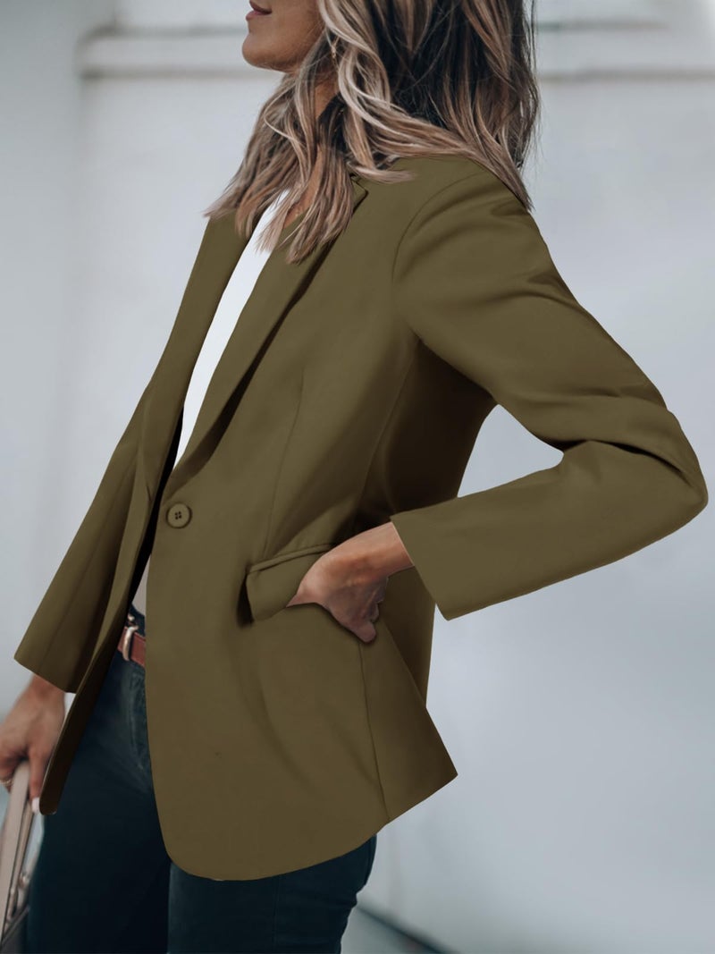 Cicy Bell Womens Casual Blazers Open Front Long Sleeve Work Office Suit Jackets Blazer Army Green - Image 3