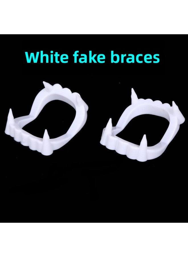 Loquat Vampire Braces  Fool's Day Toy Funny False Braces Zombie Teeth Cosplay Fake-Color:Upgraded White False Teeth 2 * * - Image 2