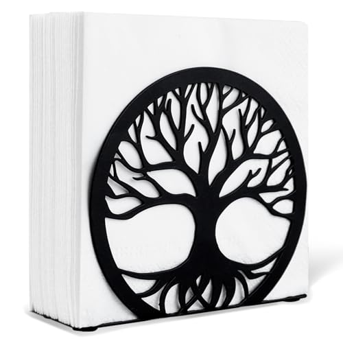 MSJGA Napkin Holder for Table, Standing Napkin Dispenser Outdoor Farmhouse Black Cocktail Napkin Holders for Kitchen Coffee Shop Dining Room (6"x 1.7"x 4.9") - Image 1