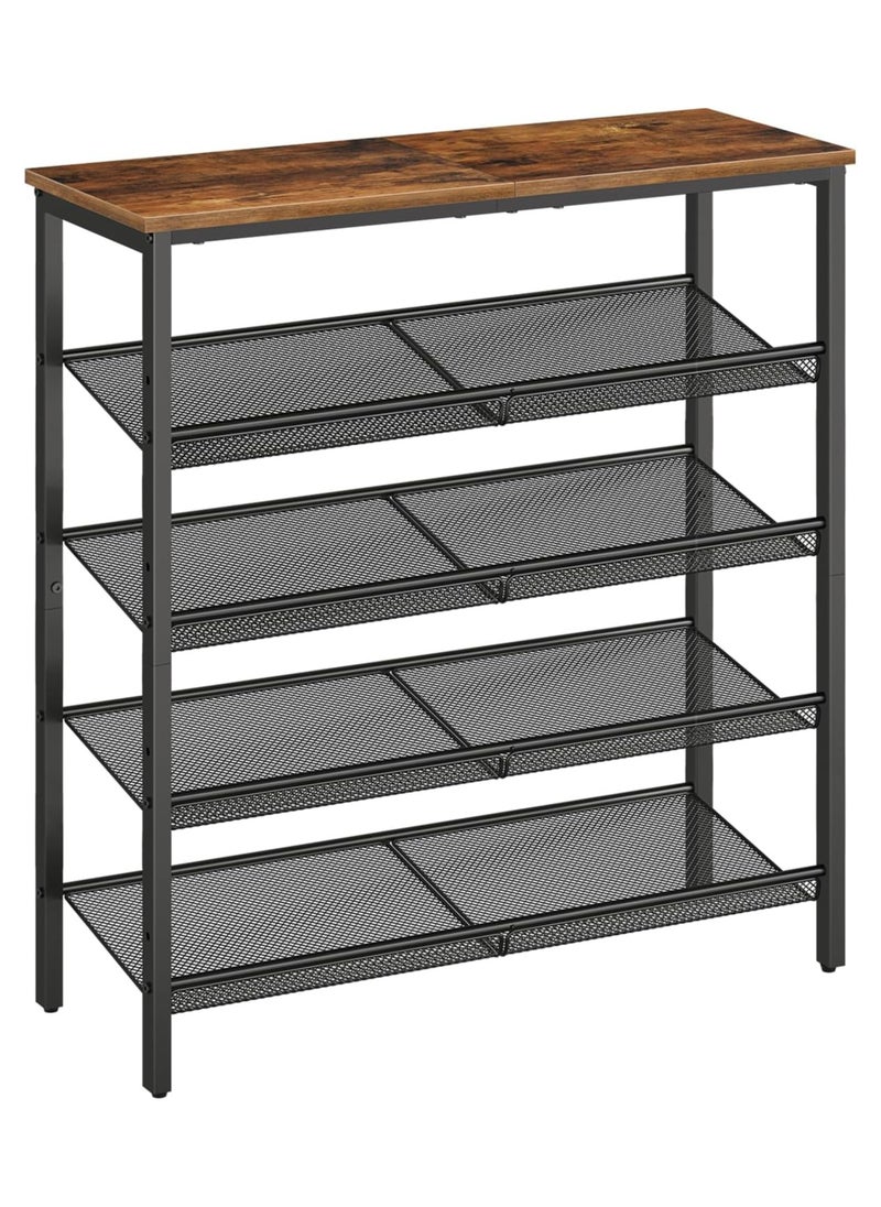 Chulovs Shoe Rack for Entryway and Small Spaces, 5-Tier Shoe Organizer with Adjustable Mesh Shelves, 16-20 Pairs of Shoes, Spacious Floor Mount, Metal, Industrial, Shoe Shelf for Closet  - Image 1