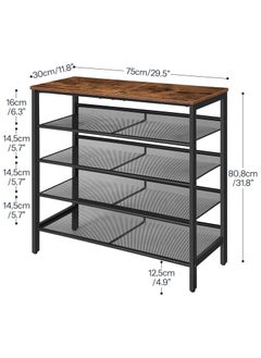 Chulovs Shoe Rack for Entryway and Small Spaces, 5-Tier Shoe Organizer with Adjustable Mesh Shelves, 16-20 Pairs of Shoes, Spacious Floor Mount, Metal, Industrial, Shoe Shelf for Closet  - Image 2