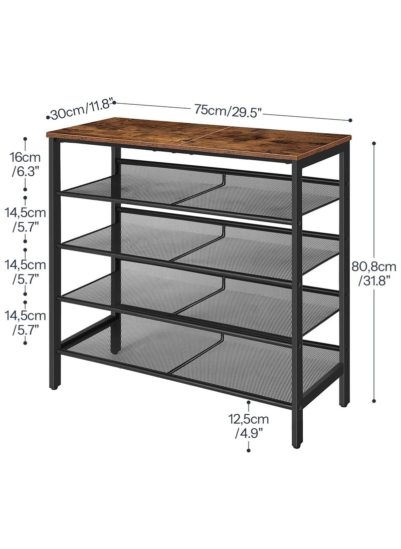 Chulovs Shoe Rack for Entryway and Small Spaces, 5-Tier Shoe Organizer with Adjustable Mesh Shelves, 16-20 Pairs of Shoes, Spacious Floor Mount, Metal, Industrial, Shoe Shelf for Closet  - Image 2