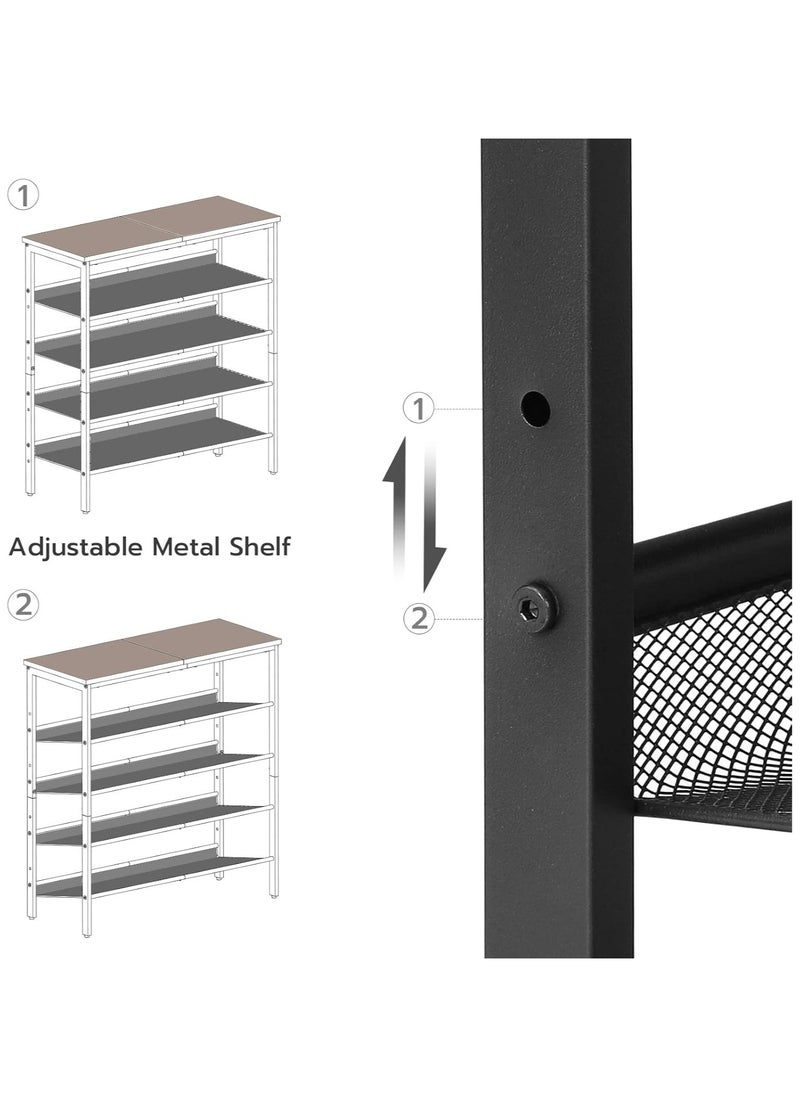 Chulovs Shoe Rack for Entryway and Small Spaces, 5-Tier Shoe Organizer with Adjustable Mesh Shelves, 16-20 Pairs of Shoes, Spacious Floor Mount, Metal, Industrial, Shoe Shelf for Closet  - Image 4