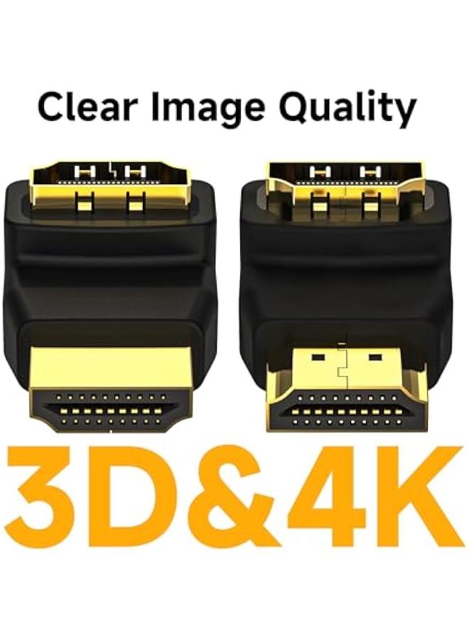HDMI 90 and 270 Degree Adapter 2-Pack, Right Angle HDMI Male to Female L Adapter Connector 3D&4K Supported - Image 2
