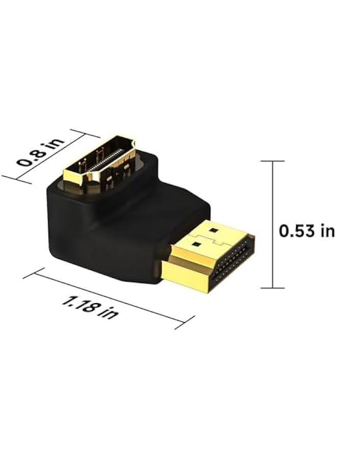 HDMI 90 and 270 Degree Adapter 2-Pack, Right Angle HDMI Male to Female L Adapter Connector 3D&4K Supported - Image 3