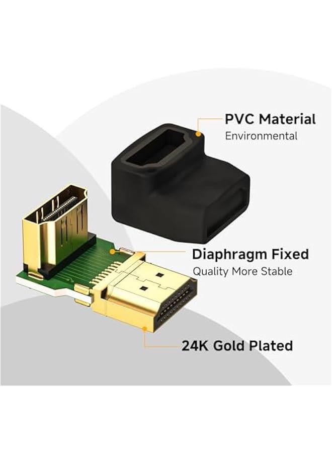 HDMI 90 and 270 Degree Adapter 2-Pack, Right Angle HDMI Male to Female L Adapter Connector 3D&4K Supported - Image 4