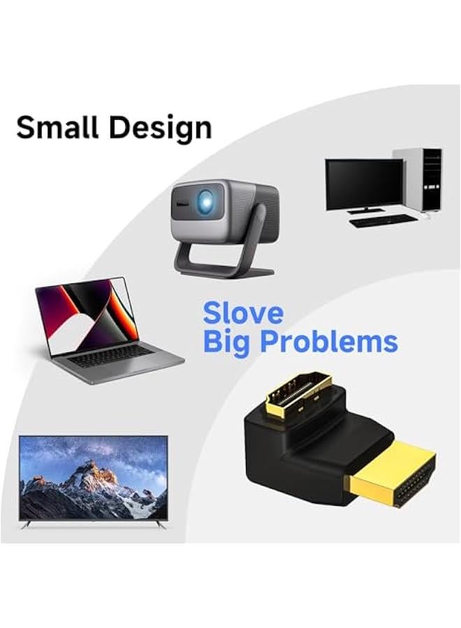 HDMI 90 and 270 Degree Adapter 2-Pack, Right Angle HDMI Male to Female L Adapter Connector 3D&4K Supported - Image 5