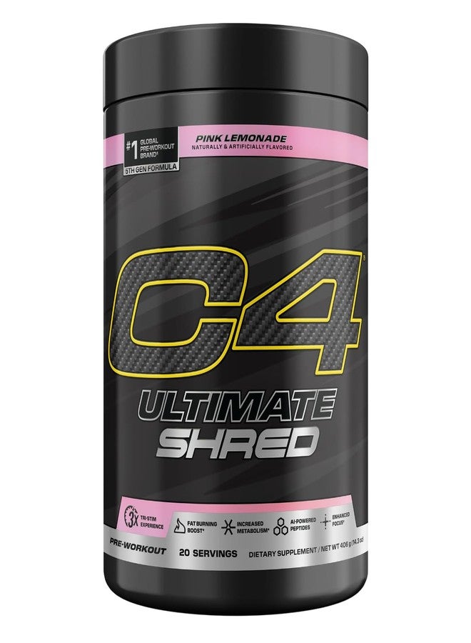 C4 Cellucor C4 Ultimate Shred Pre Workout Powder, Metabolism Supplement with Cayenne Extract+300mg Caffeine+TeaCrine+Dynamine - Pink Lemonade, 20 Servings - Image 1
