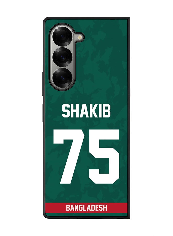 Stylizedd Rugged Black edge case for Samsung Galaxy Z Fold6, Slim fit Case Flexible Anti Drop TPU Gel Thin Cover - Team Bangladesh Shakib Al Hasan, Jersey No 75 - Image 1