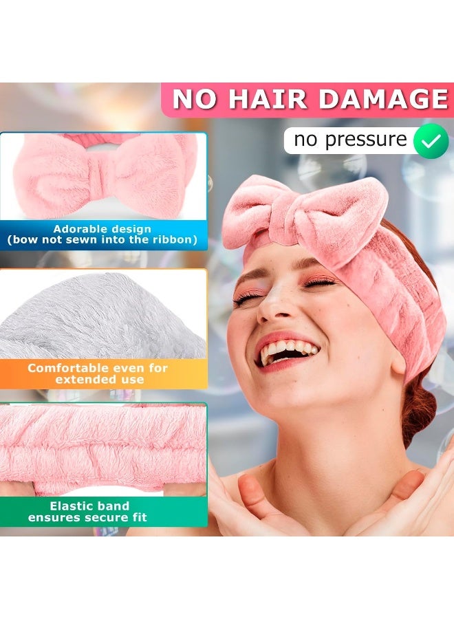 MOMENT Spa Headband, Makeup Headband, Bow Headband For Washing Face, Teen Girls Fuzzy Skincare Headbands, Skincare Headbands, Hair Bands For Women - Image 3