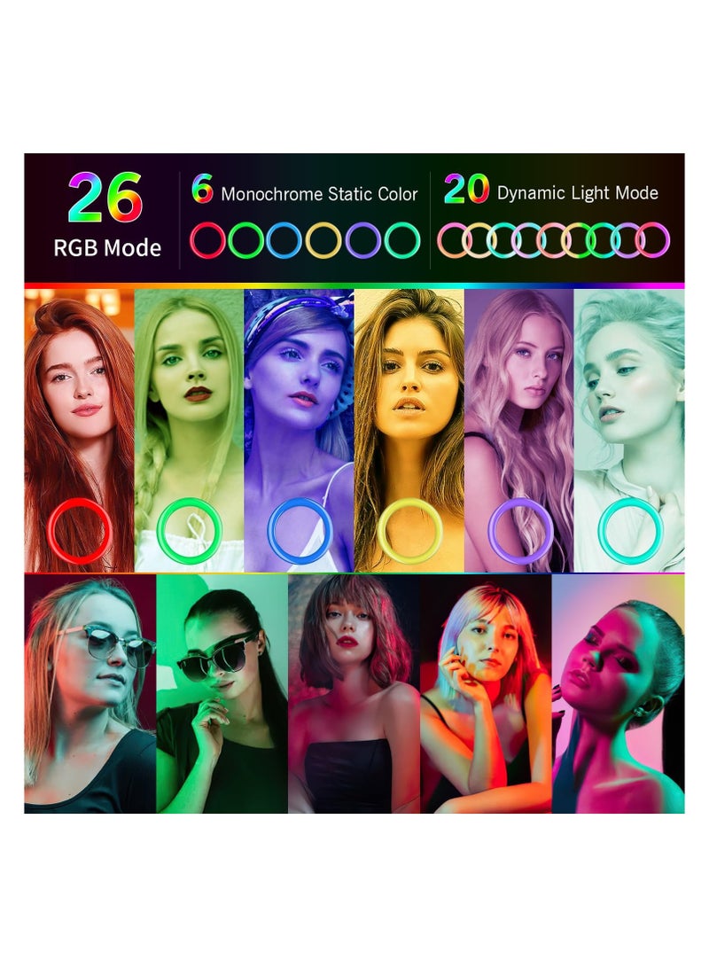 مصباح حلقي RGB مقاس 18 إنش مع حامل ثلاثي القوائم. - Image 4