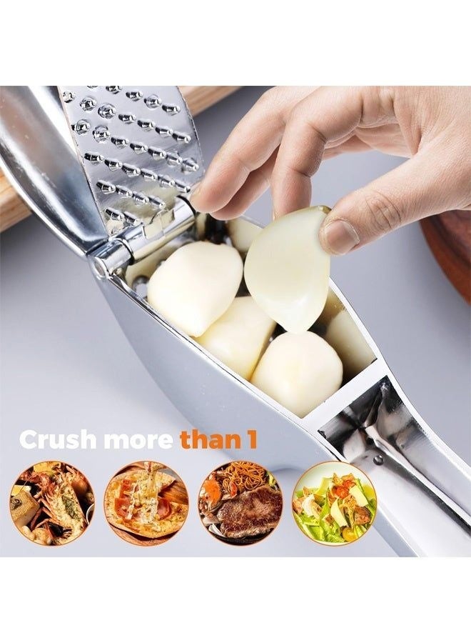 Silver Premium Garlic Press Heavy Duty Rust Proof Garlic Crusher Mincer No Peel Needed Effortless Ginger Garlic Squeezer Easy to Clean Dishwasher Safe for Home Kitchen Cooking - Image 4