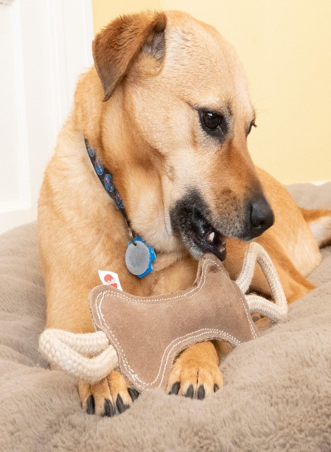 SPOT Dura-Fused Leather Bone Tug Dog Toy - Durable Real Leather & Jute Chew Toy with Double Rope Handles & Squeaker, For Moderate Chewers, 18in - Image 5