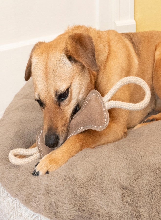 SPOT Dura-Fused Leather Bone Tug Dog Toy - Durable Real Leather & Jute Chew Toy with Double Rope Handles & Squeaker, For Moderate Chewers, 18in - Image 3