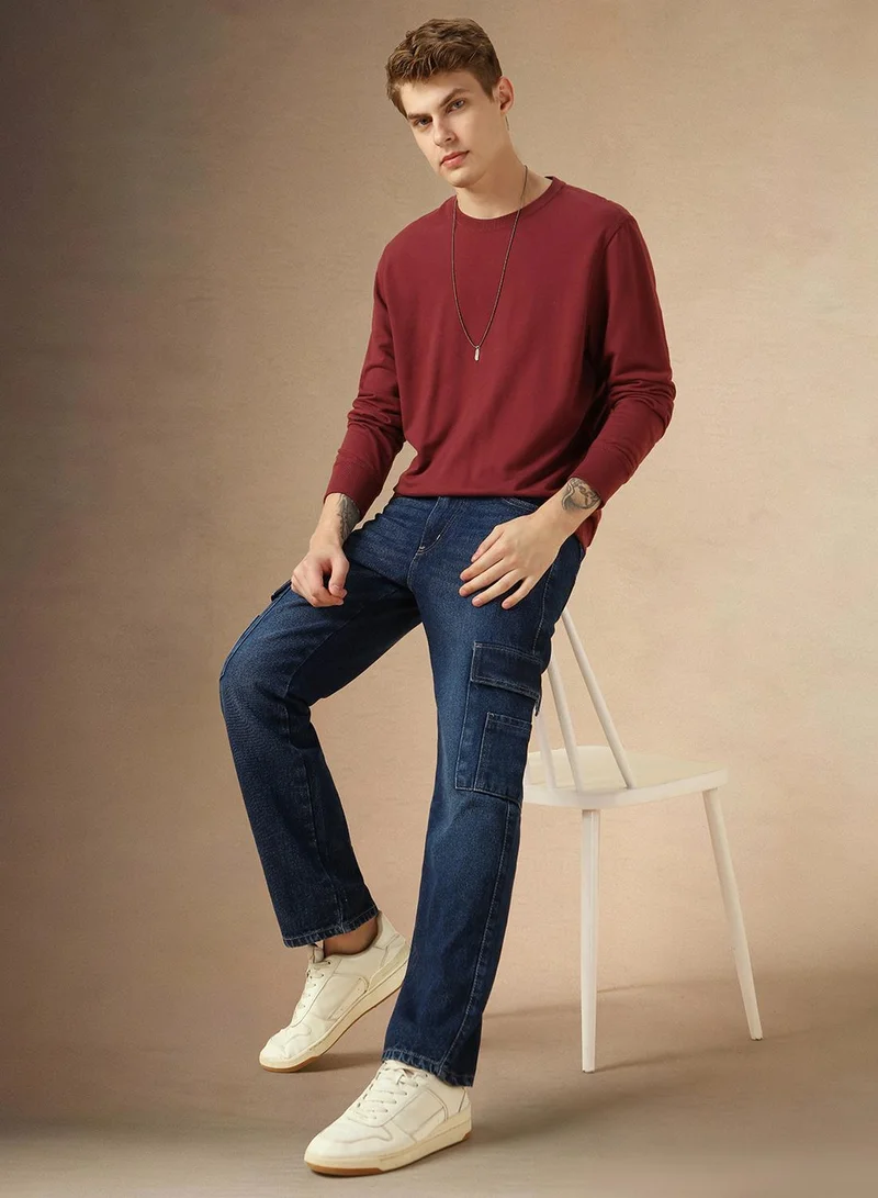 دينيس لينغو جينز رجالي قطن 1% أزرق داكن بقصة مريحة وطول كامل