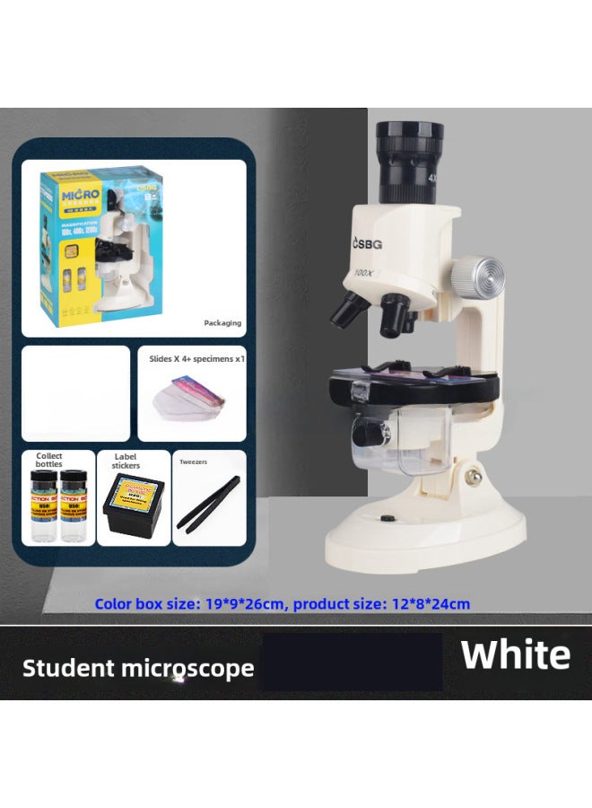 Children's Puzzle Early Education Simulation Biology Science Primary School Students' Laboratory Special High Definition Puzzle Microscope Toy-Color:006 White Microscope  - Image 1