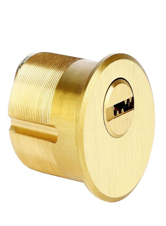 Jeriup Mortise Lock Cylinder,1-1/4"(Overall Length: 32mm), Satin Brass, Copper (Brass) Cylinder, Lock core, dimple Keyway, Standard Outdoor & Indoor Use, Door Replacement Cylinder Lock with 5 Keys - Image 2