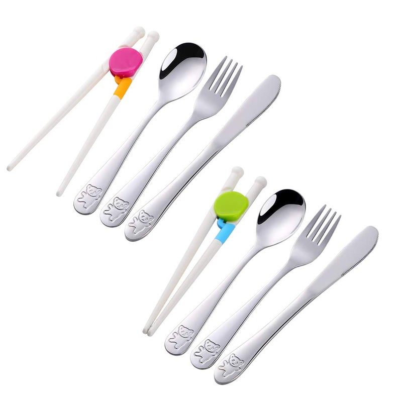 Poylim Kids Silverware Stainless Steel Children Flatware Set Toddler Utensils Set of 2 Silver