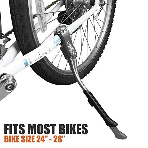 BV Rear Bike Stand for 24"-28" Bikes - Adjustable Bike Kickstand for Adult Bike with 8 Height Levels, Non-Slip Foot & Clamp Grip - Weather-Resistant Aluminum Alloy Bicycle Stand for Road, Mountain BMX - Image 2