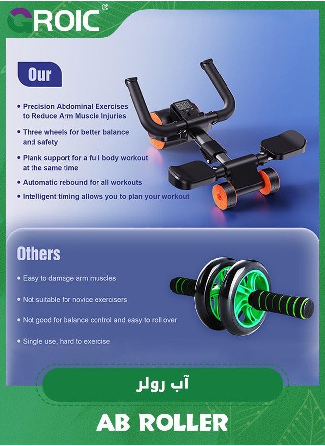 GROIC Ab Roller Wheel with Elbow Support and Timer, Adjustable Automatic Rebound Abdominal for Effective Abdominal,Perfect Exercise Core Workout Home/Gym  - Image 5